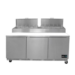 Asber (APTP-72) Mesa refrigerada de trabajo pizza 3 puertas 10 insertos 15.7 pies