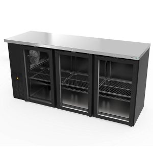ASBER (ABBC-24-72-G-HC) Refrigerador contrabarra negro 3 puertas cristal