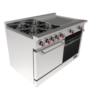 Drago (CG-41PD) Estufa con 4 quemadores, horno y plancha