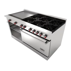 Drago (CG-61PD) Estufa combinada 6 quemadores, horno y plancha