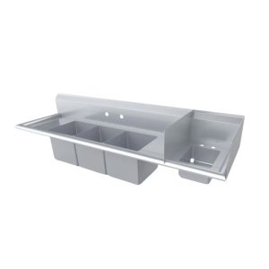 KING (F4T-151514-12L) FREGADERO CON 3 TARJAS CON 2 ESCURRIDORES LATERALES