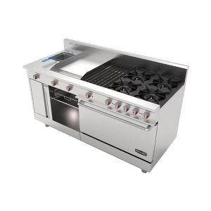 DRAGO (UNIVERSAL STD) ESTUFA CON 4 QUEMADORES HORNO Asadores DE 1 PIE Plancha a gas Freidora Y GRATINADOR