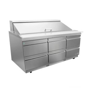 Mesa Refrigerada de Preparación para Ensaladas Premium 6 Cajones Asber APTS 72 18 D6 P HC