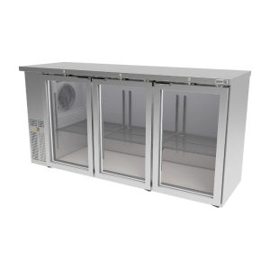 Refrigerador de Contra Barra en Acero Inoxidable 2 Puertas de Cristal Asber ABBC 24 48 SG SD HC